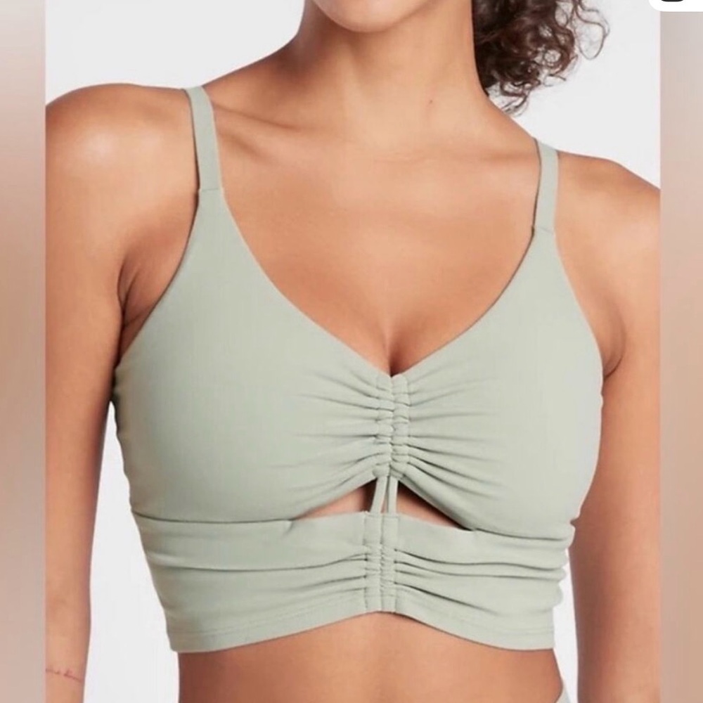 Athleta Light Blue Green Cinch Longline Bralette